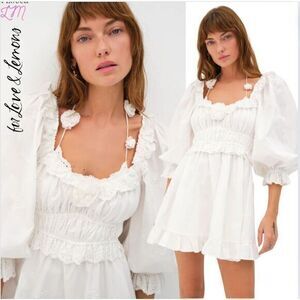 For Love‎ and Lemons Tiana Poplin Eyelet Mini Dress Size Small White